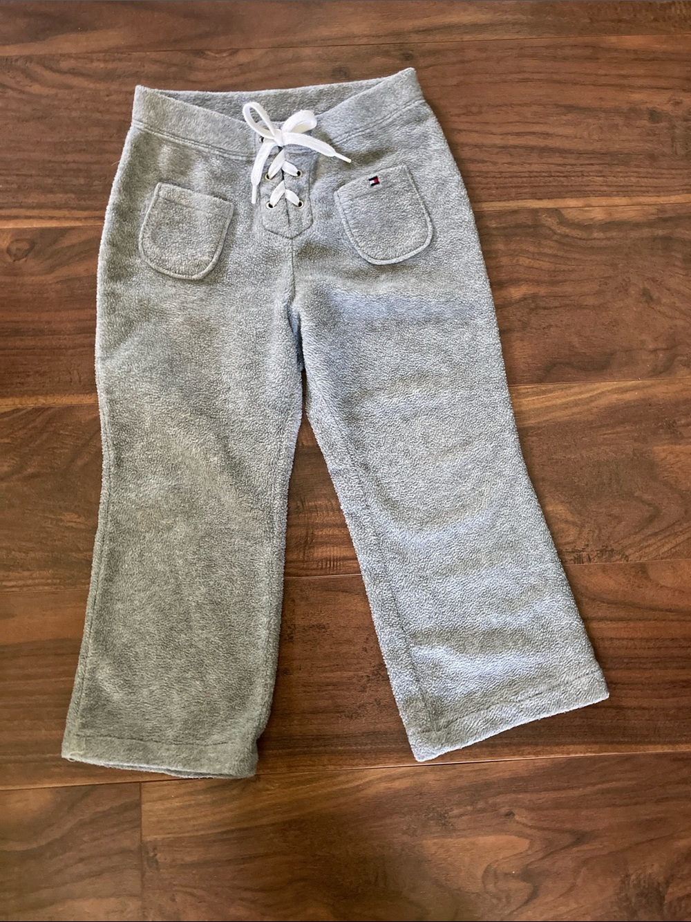 Tommy Hilfiger Kids Gray Plush Lace-Up Joggers